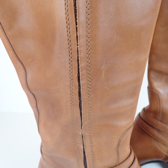 COLE HAAN DOVER Women's 8 B Brown Leather Designer Knee High Riding Boots - Picture 12 of 15